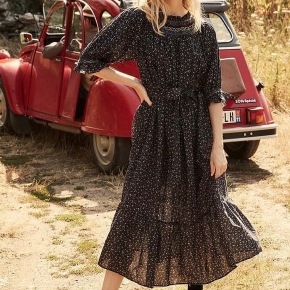 Doen Dresses & Skirts - Doen Whisper Dress Black Marfa Paisley Floral Smocked Large